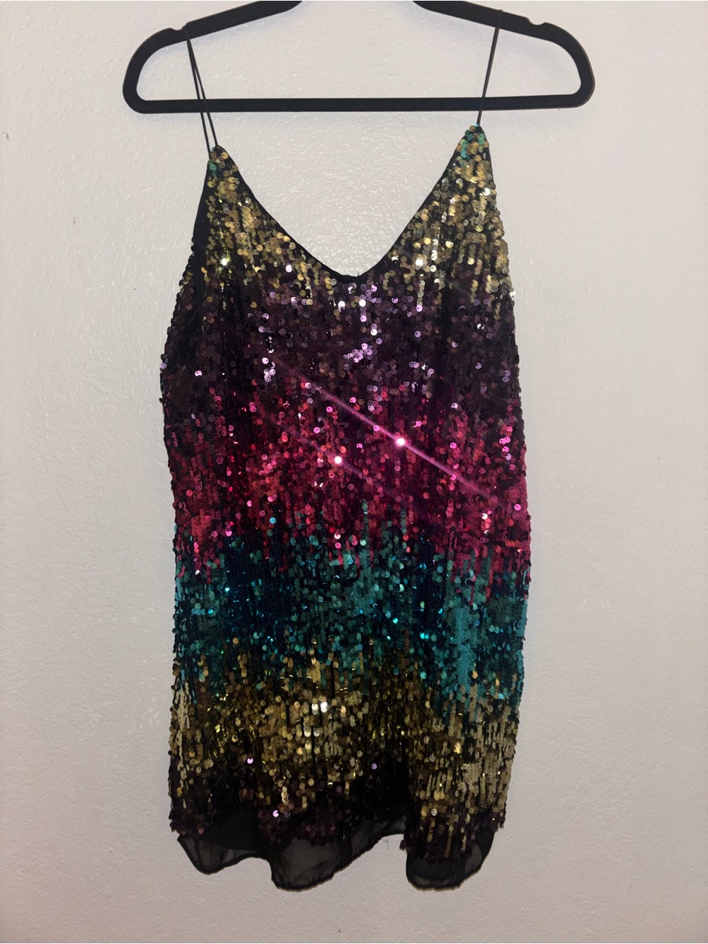 Multicolor Sequin Slip Mini Dress - Gradient Sparkle